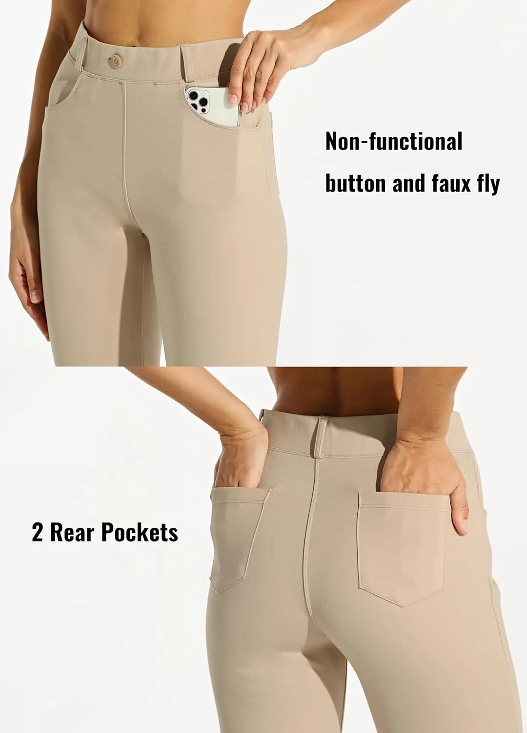 Willit Women's Yoga Dress Pants Straight Leg Work Slacks Stretchy Office Casual Pants 4 Pockets Belt Loops 29''/31''/33''