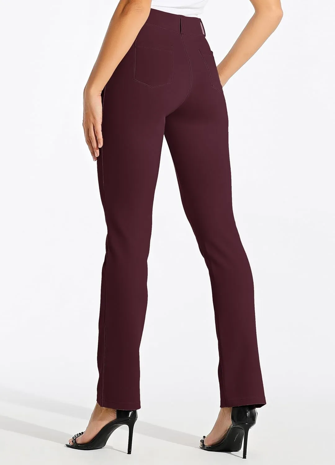 Willit Women's Yoga Dress Pants Straight Leg Work Slacks Stretchy Office Casual Pants 4 Pockets Belt Loops 29''/31''/33''