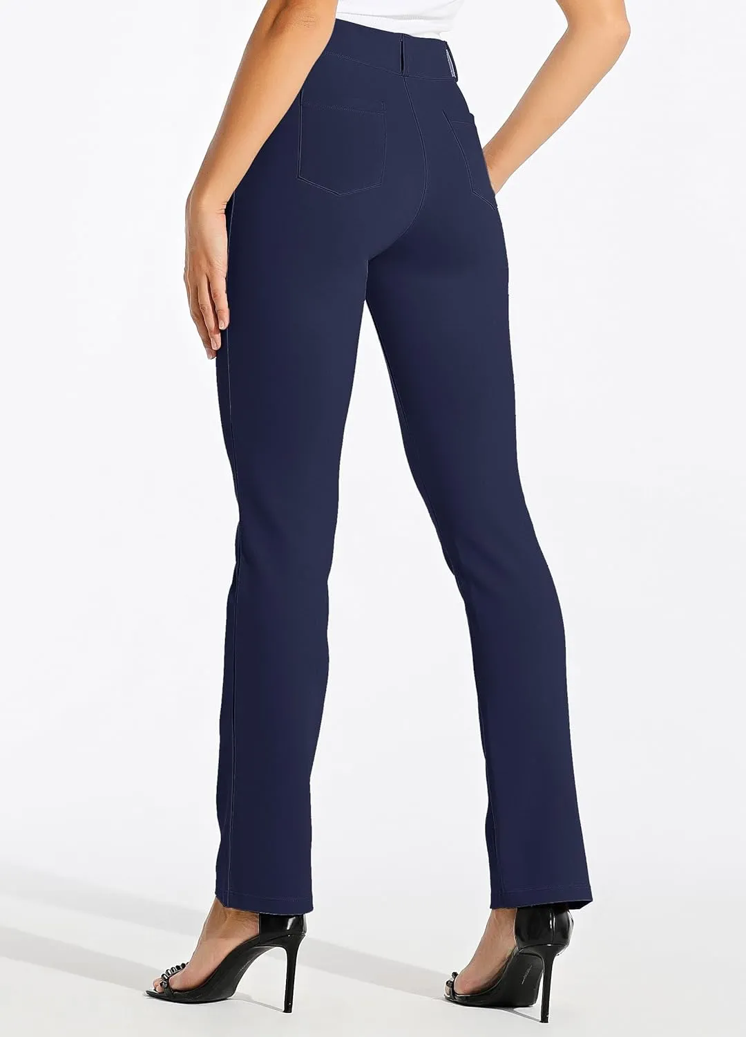 Willit Women's Yoga Dress Pants Straight Leg Work Slacks Stretchy Office Casual Pants 4 Pockets Belt Loops 29''/31''/33''