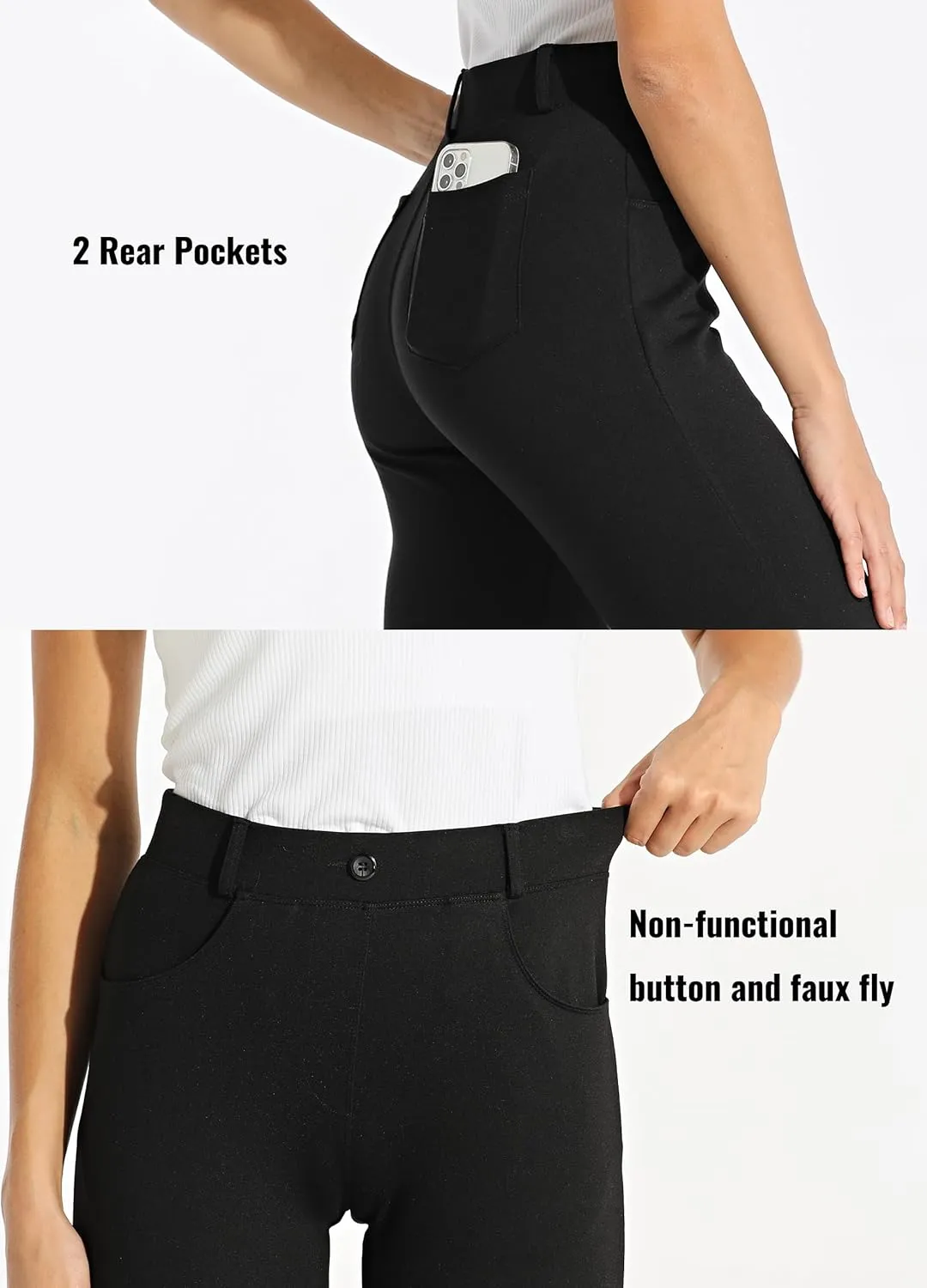 Willit Women's Yoga Dress Pants Straight Leg Work Slacks Stretchy Office Casual Pants 4 Pockets Belt Loops 29''/31''/33''