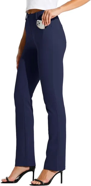 Willit Women's Yoga Dress Pants Straight Leg Work Slacks Stretchy Office Casual Pants 4 Pockets Belt Loops 29''/31''/33''