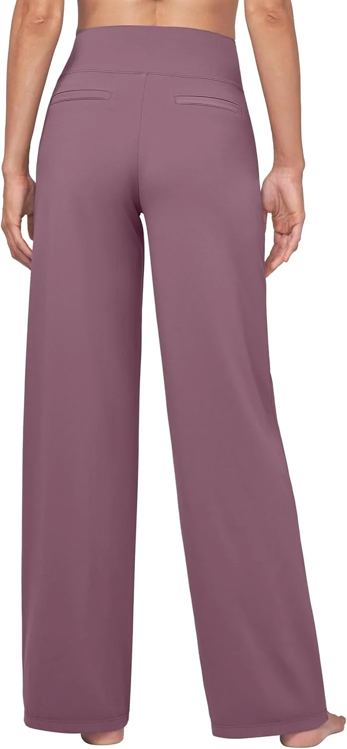 Willit Women's Yoga Pants Wide Leg Dress Work Pants Stretch Casual Pants Slacks with Pockets High Waist 28" 30" 32"