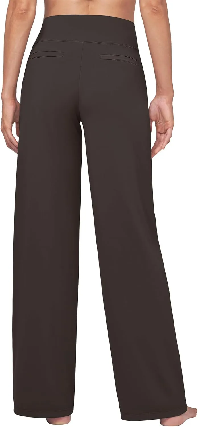 Willit Women's Yoga Pants Wide Leg Dress Work Pants Stretch Casual Pants Slacks with Pockets High Waist 28" 30" 32"