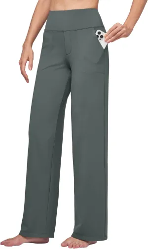 Willit Women's Yoga Pants Wide Leg Dress Work Pants Stretch Casual Pants Slacks with Pockets High Waist 28" 30" 32"