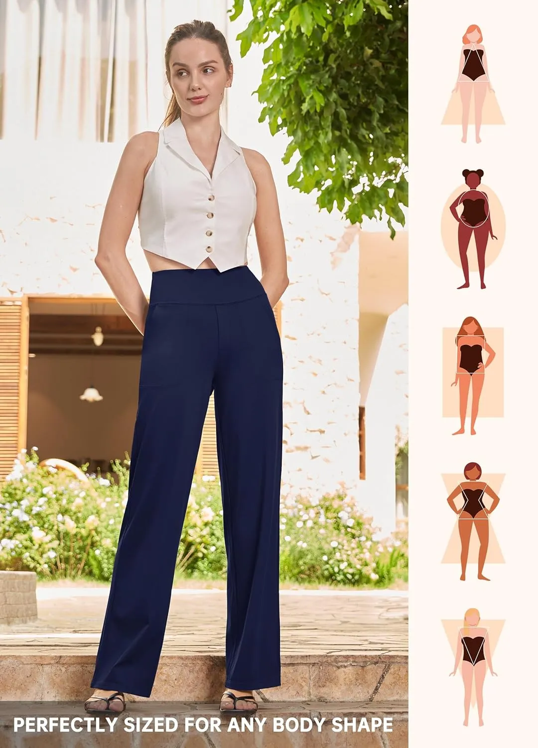 Willit Women's Yoga Pants Wide Leg Dress Work Pants Stretch Casual Pants Slacks with Pockets High Waist 28" 30" 32"
