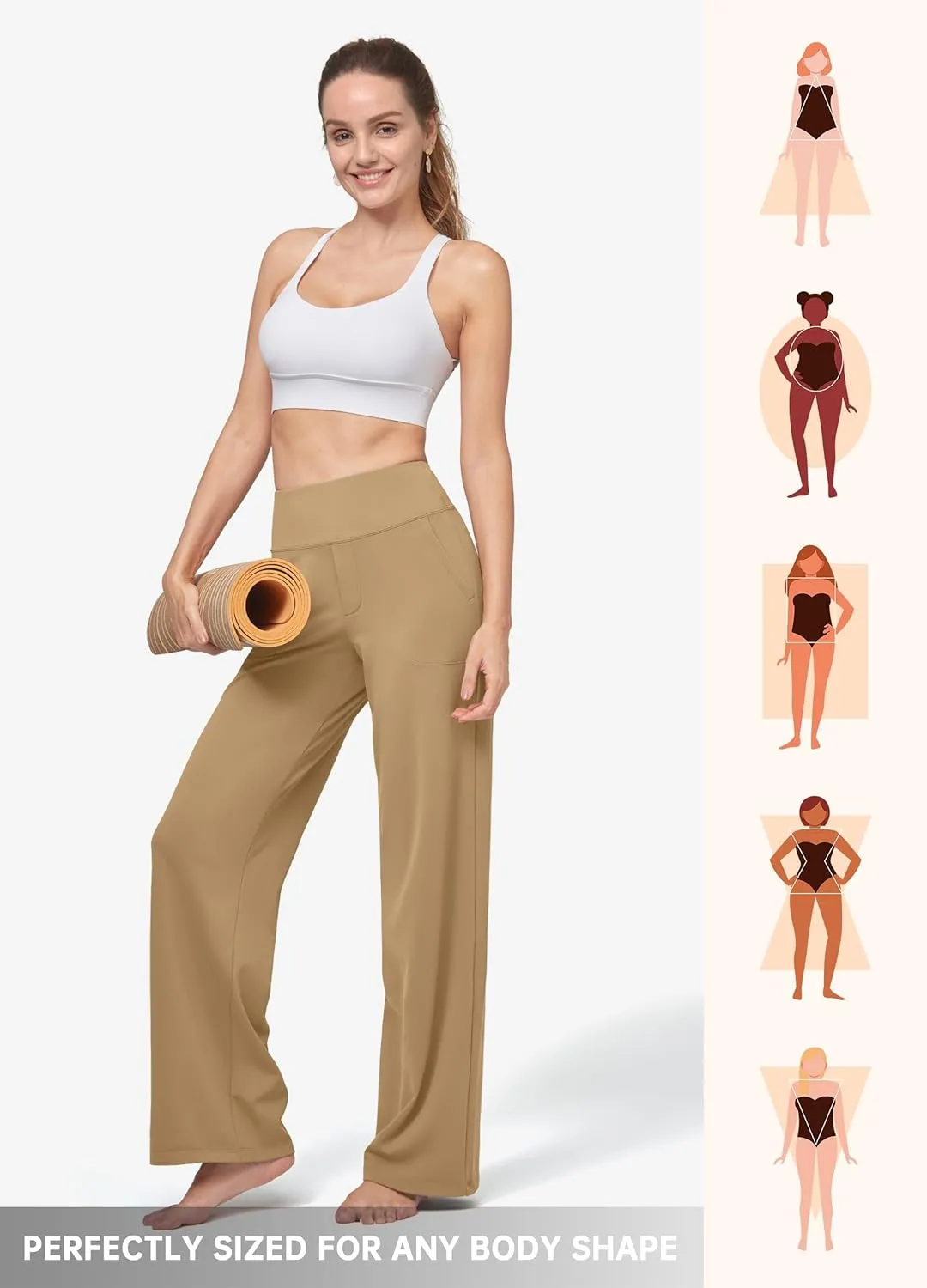Willit Women's Yoga Pants Wide Leg Dress Work Pants Stretch Casual Pants Slacks with Pockets High Waist 28" 30" 32"