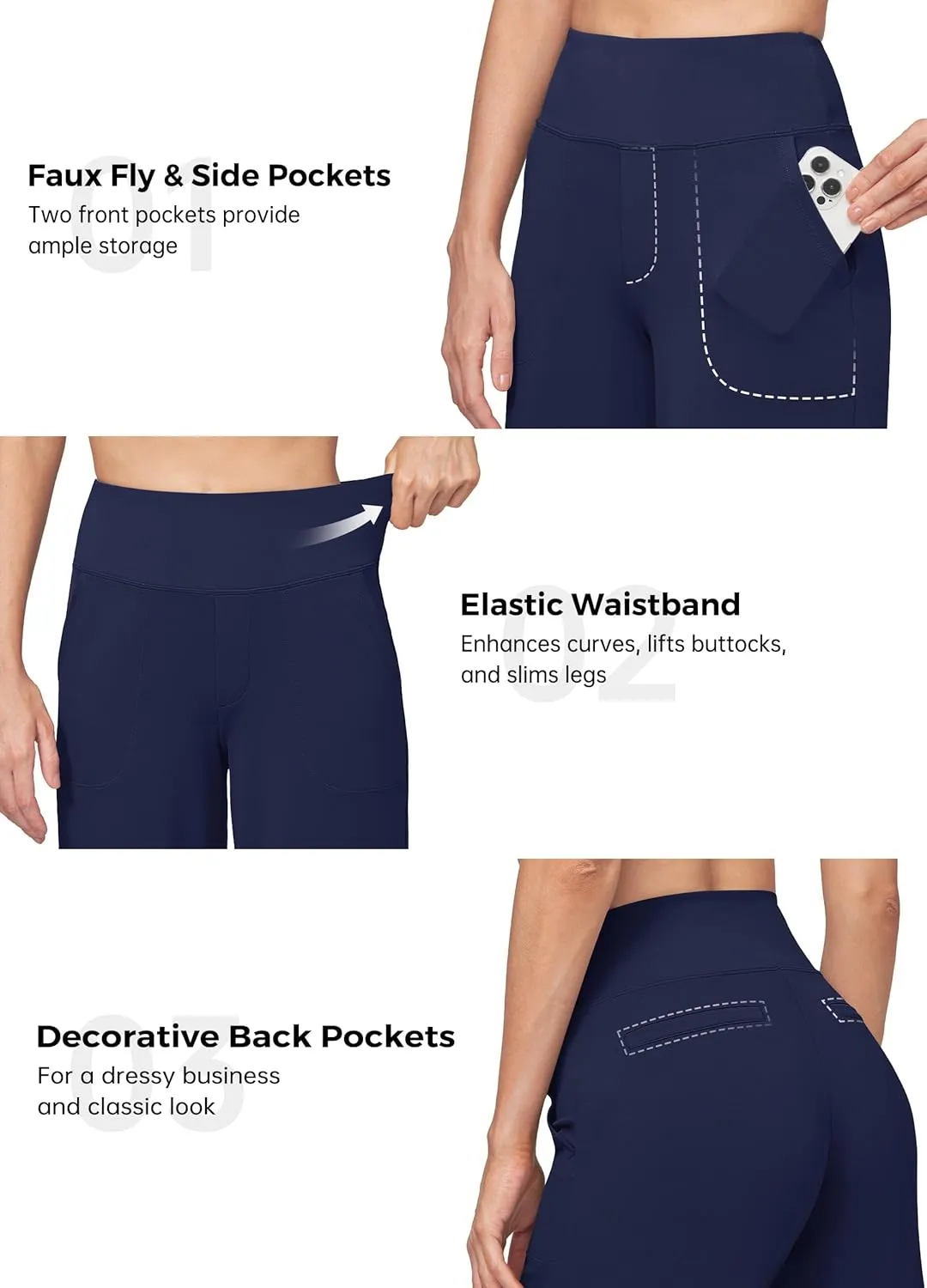 Willit Women's Yoga Pants Wide Leg Dress Work Pants Stretch Casual Pants Slacks with Pockets High Waist 28" 30" 32"