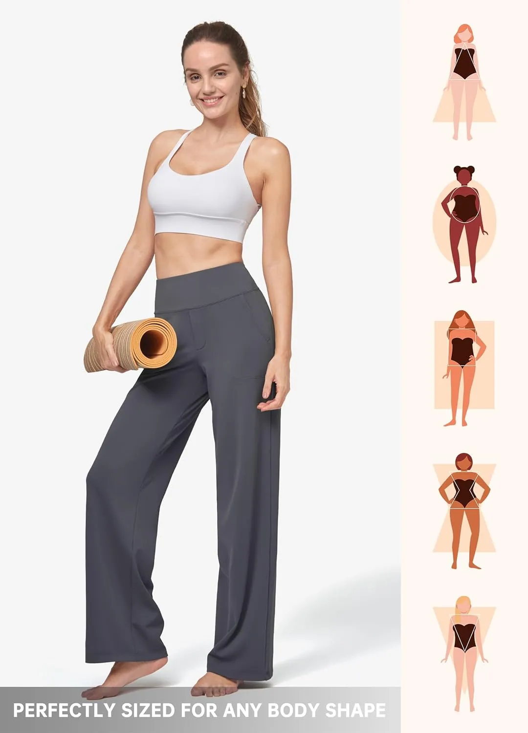 Willit Women's Yoga Pants Wide Leg Dress Work Pants Stretch Casual Pants Slacks with Pockets High Waist 28" 30" 32"