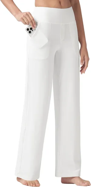 Willit Women's Yoga Pants Wide Leg Dress Work Pants Stretch Casual Pants Slacks with Pockets High Waist 28" 30" 32"
