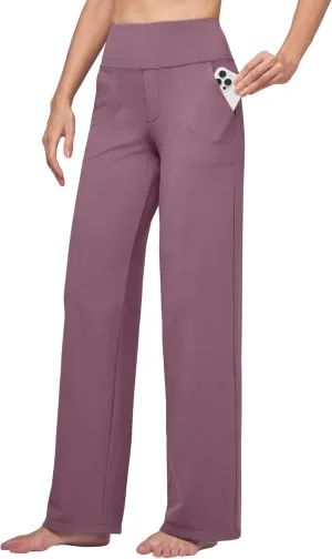 Willit Women's Yoga Pants Wide Leg Dress Work Pants Stretch Casual Pants Slacks with Pockets High Waist 28" 30" 32"