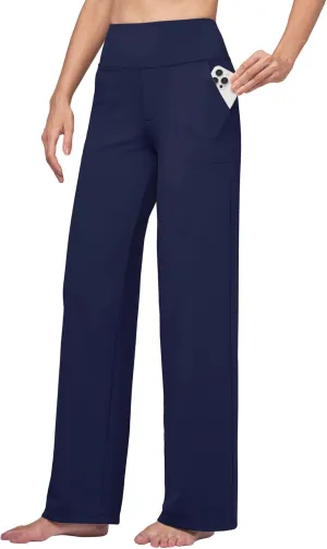Willit Women's Yoga Pants Wide Leg Dress Work Pants Stretch Casual Pants Slacks with Pockets High Waist 28" 30" 32"
