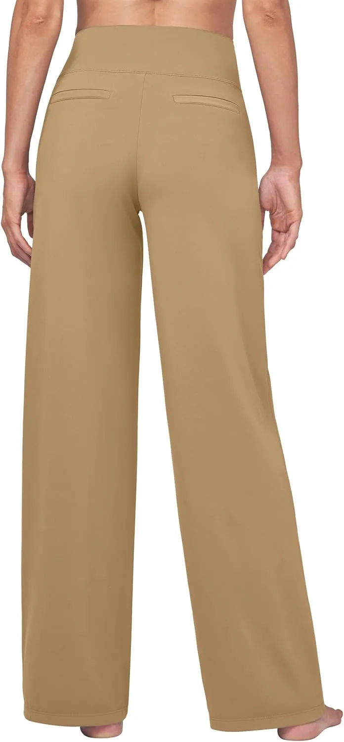 Willit Women's Yoga Pants Wide Leg Dress Work Pants Stretch Casual Pants Slacks with Pockets High Waist 28" 30" 32"