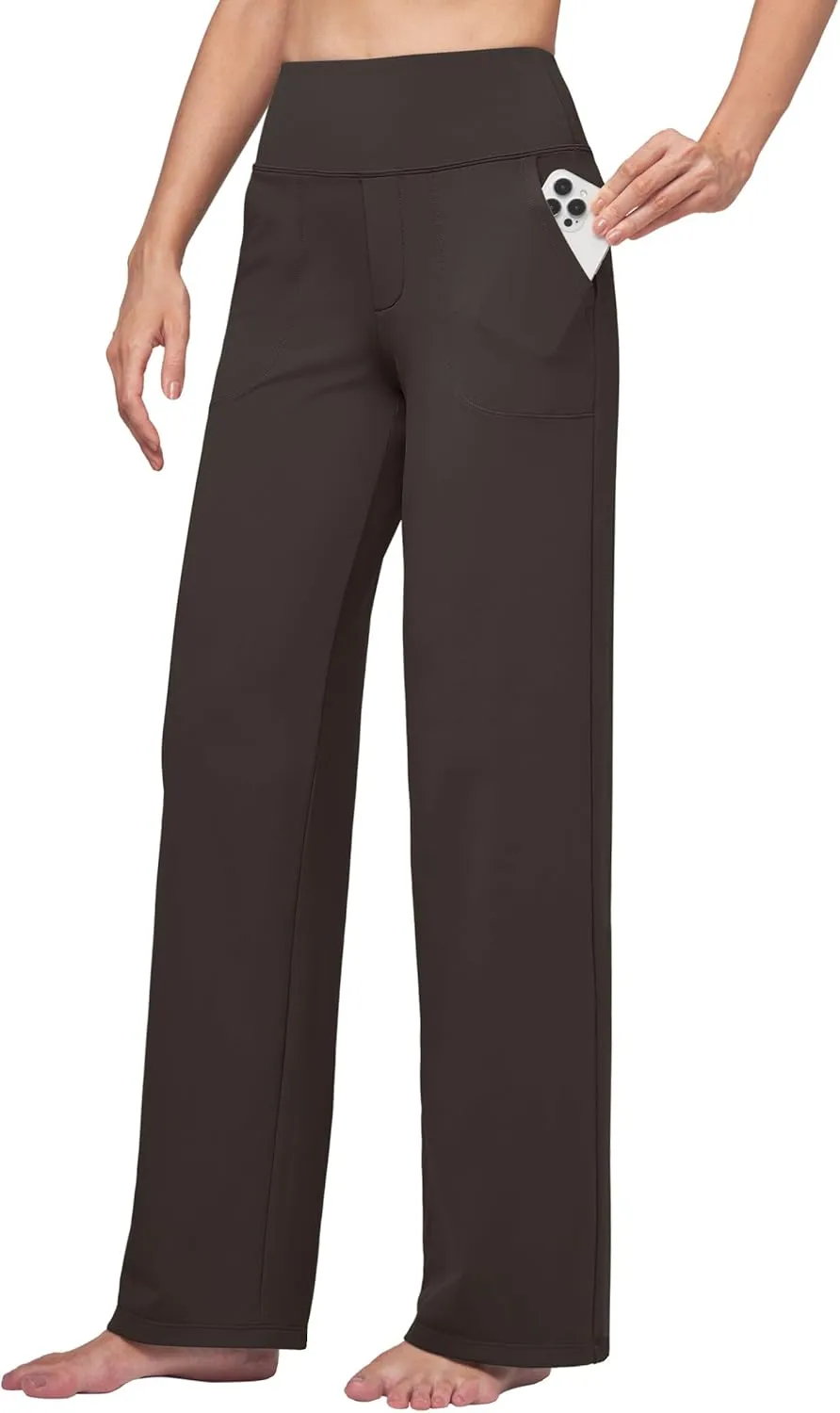 Willit Women's Yoga Pants Wide Leg Dress Work Pants Stretch Casual Pants Slacks with Pockets High Waist 28" 30" 32"