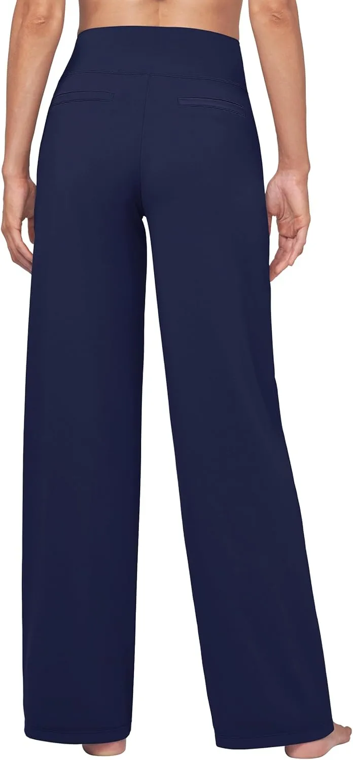Willit Women's Yoga Pants Wide Leg Dress Work Pants Stretch Casual Pants Slacks with Pockets High Waist 28" 30" 32"