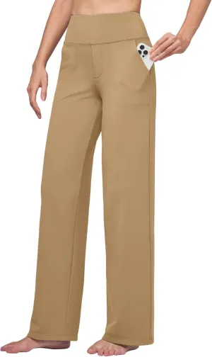 Willit Women's Yoga Pants Wide Leg Dress Work Pants Stretch Casual Pants Slacks with Pockets High Waist 28" 30" 32"