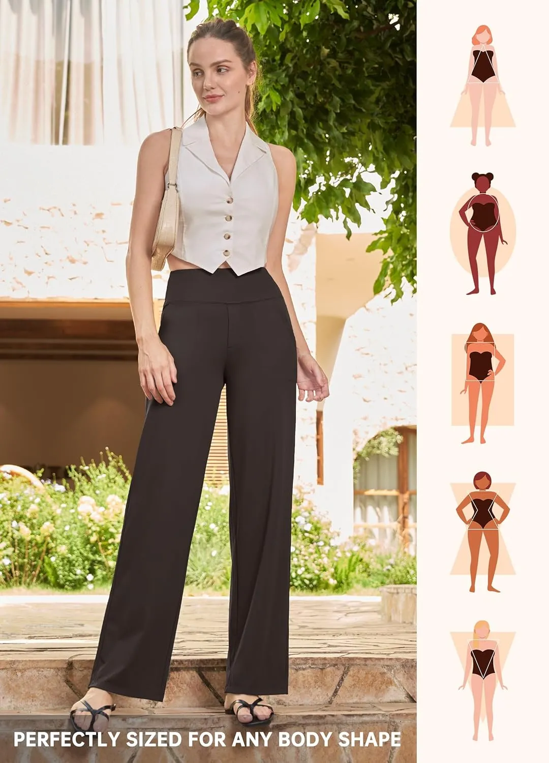 Willit Women's Yoga Pants Wide Leg Dress Work Pants Stretch Casual Pants Slacks with Pockets High Waist 28" 30" 32"