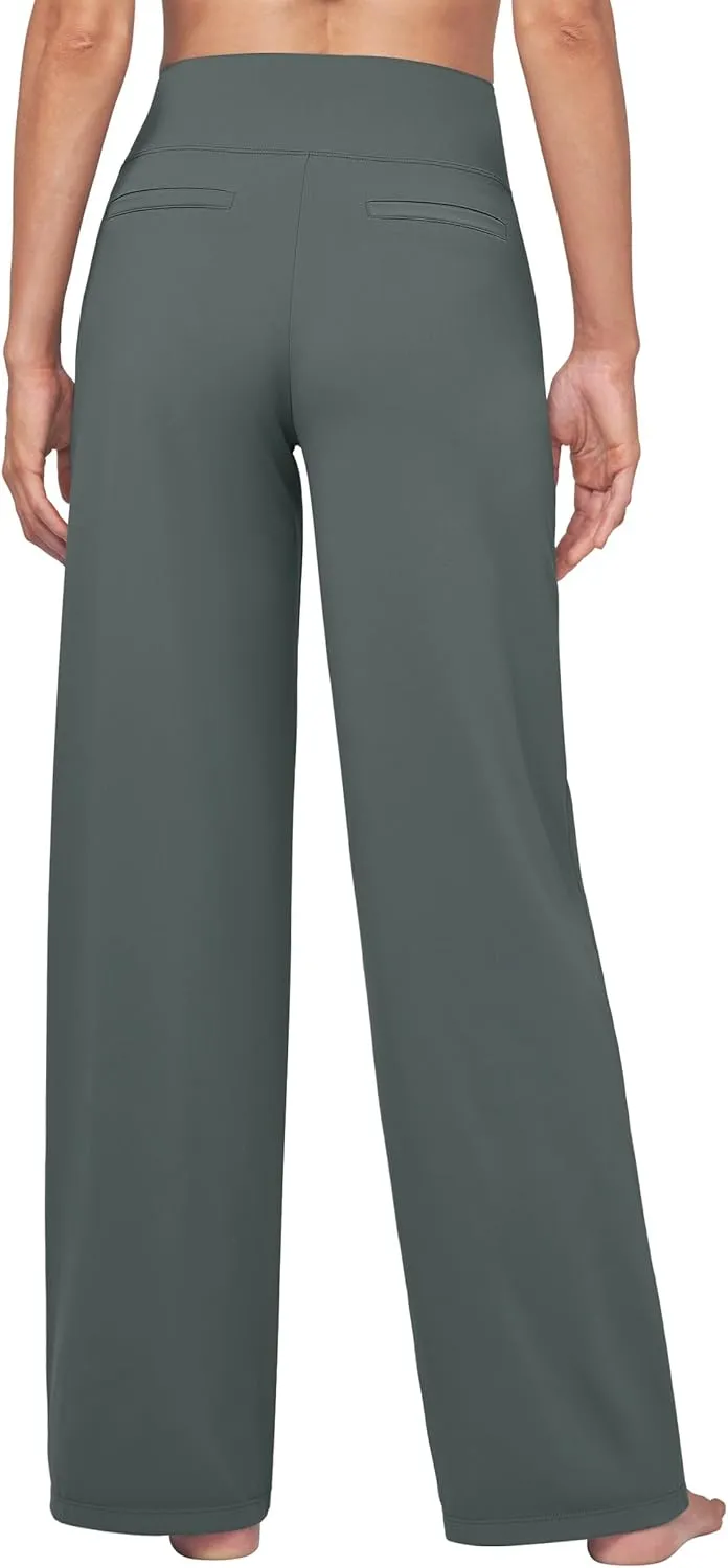 Willit Women's Yoga Pants Wide Leg Dress Work Pants Stretch Casual Pants Slacks with Pockets High Waist 28" 30" 32"