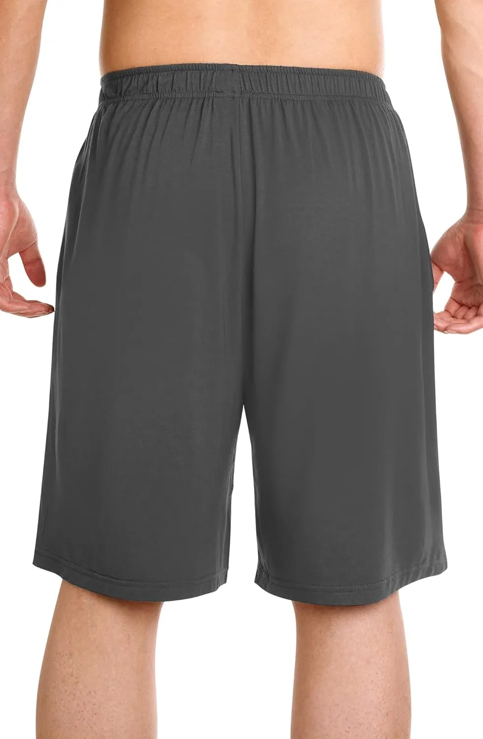 WiWi Mens Bamboo Viscose Pajama Shorts Lightweight Lounge Bottoms Soft Knit Sleep Short Pants Loungewear with Pockets S-3X