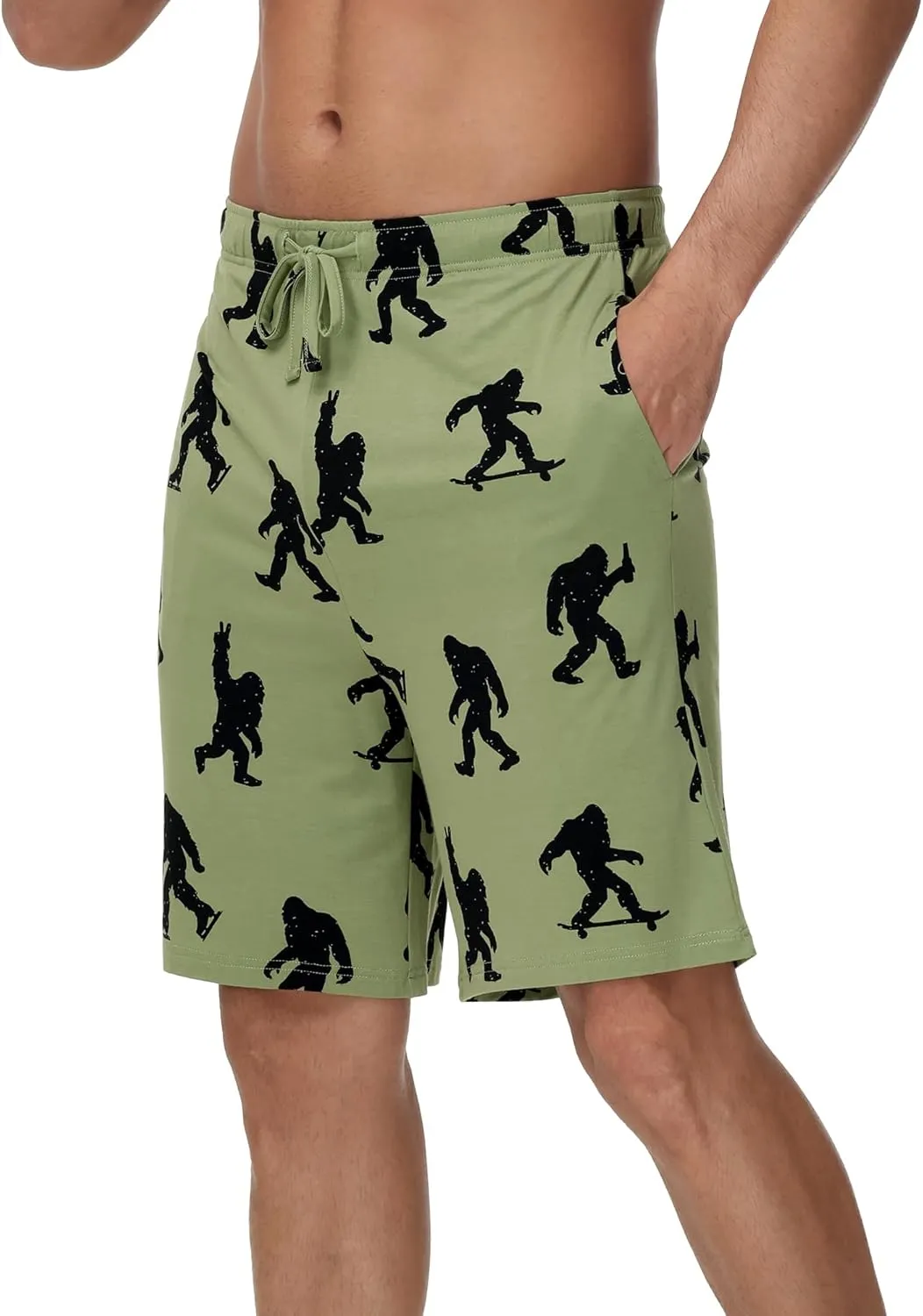 WiWi Mens Bamboo Viscose Pajama Shorts Lightweight Lounge Bottoms Soft Knit Sleep Short Pants Loungewear with Pockets S-3X