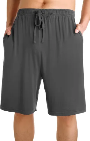 WiWi Mens Bamboo Viscose Pajama Shorts Lightweight Lounge Bottoms Soft Knit Sleep Short Pants Loungewear with Pockets S-3X