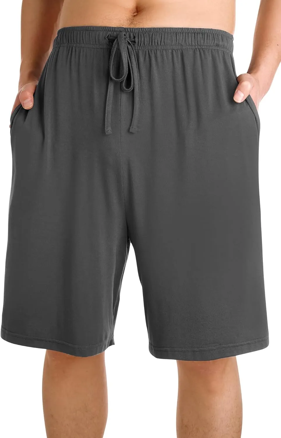 WiWi Mens Bamboo Viscose Pajama Shorts Lightweight Lounge Bottoms Soft Knit Sleep Short Pants Loungewear with Pockets S-3X