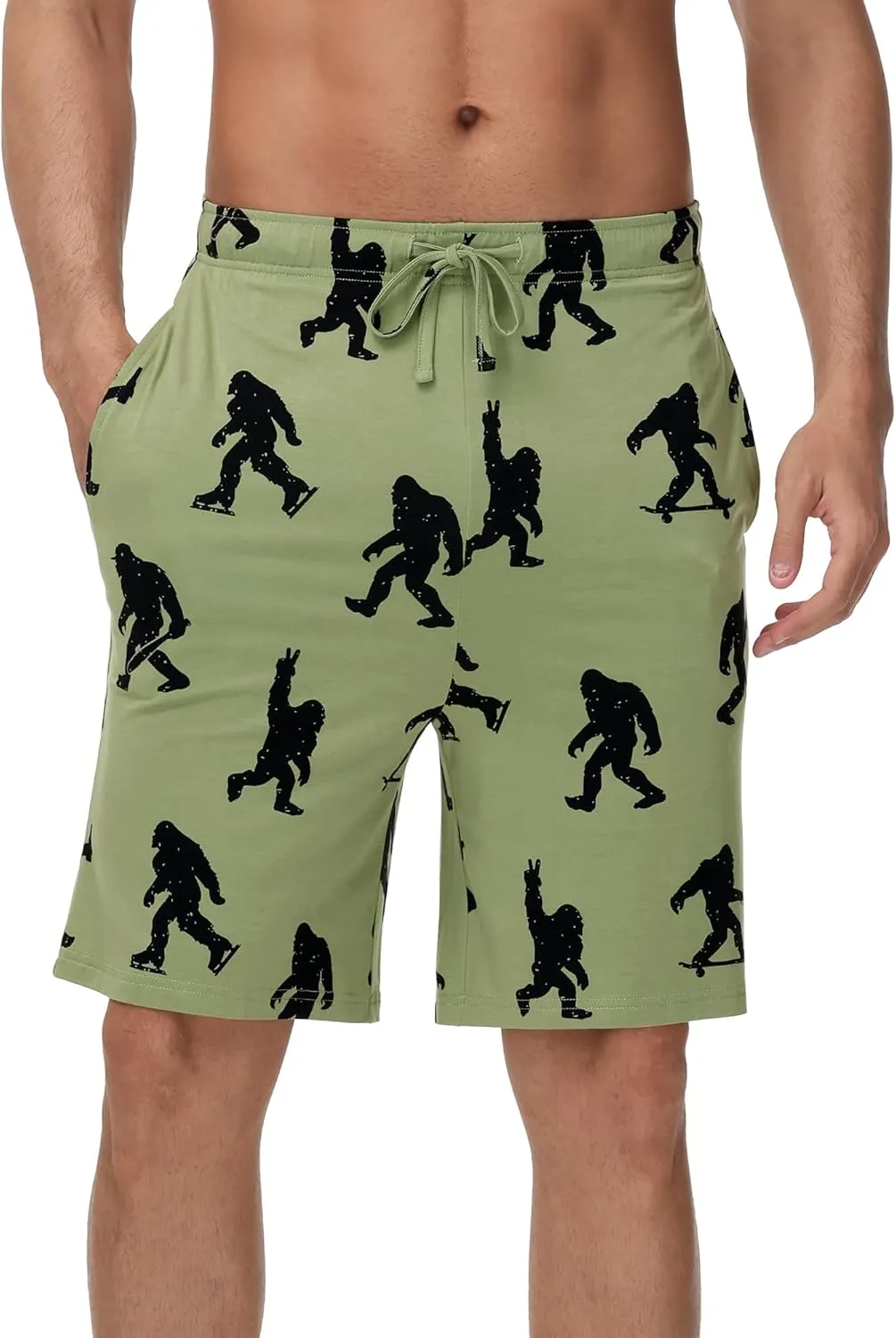WiWi Mens Bamboo Viscose Pajama Shorts Lightweight Lounge Bottoms Soft Knit Sleep Short Pants Loungewear with Pockets S-3X