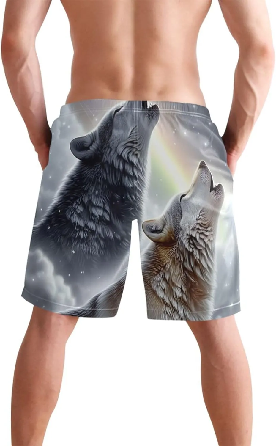 Wolves Snow Winter Men Swim Trunks Funny Elastic Quick Dry Surf Men's Swimming Trunks S