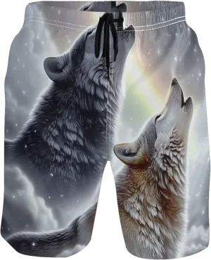 Wolves Snow Winter Men Swim Trunks Funny Elastic Quick Dry Surf Men's Swimming Trunks S