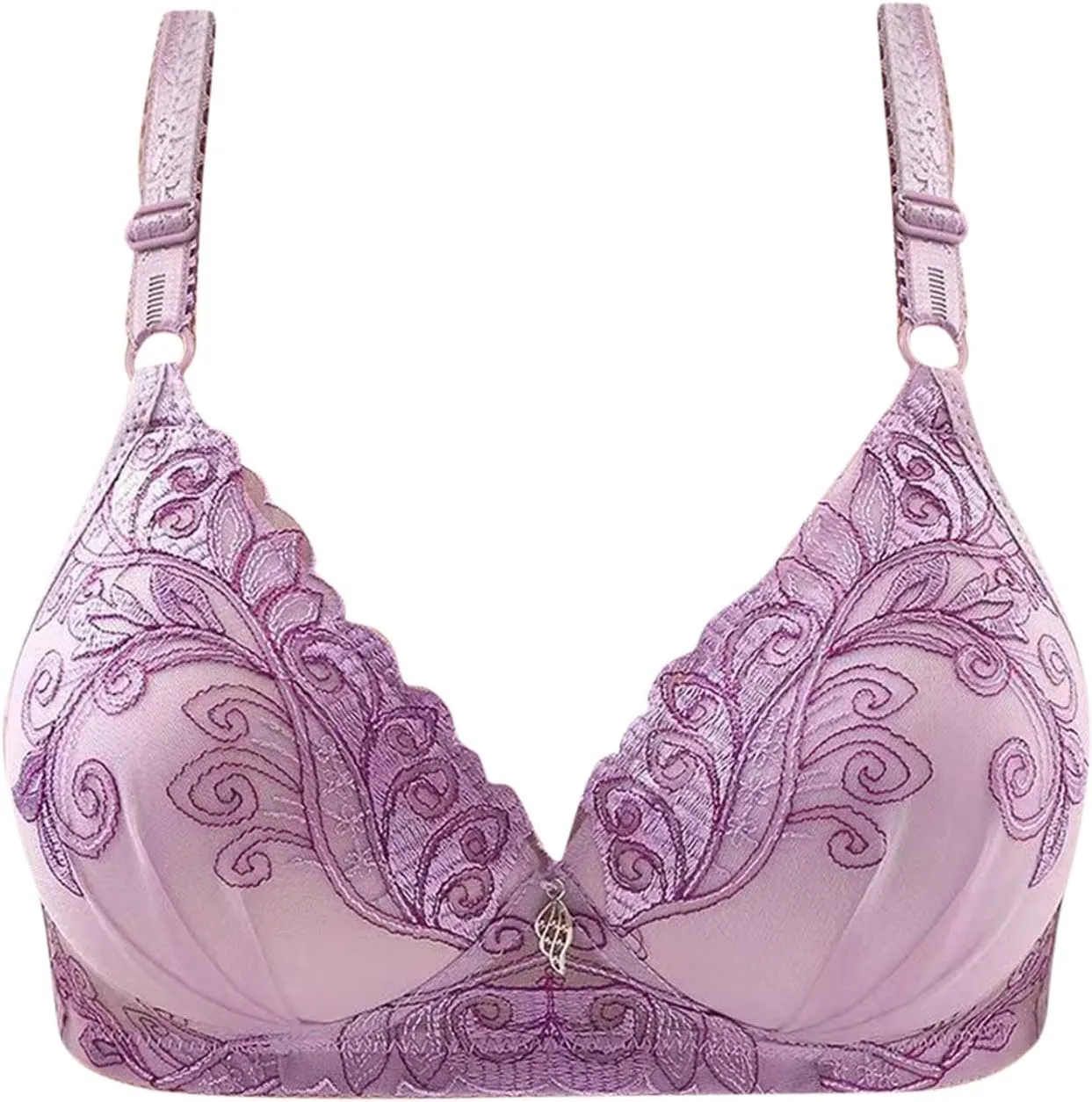 Women Beautifully Embroidered Floral Bras Push Up Pair Breast Support Comfort Bra Thin Fashion Bralette Work Underwear