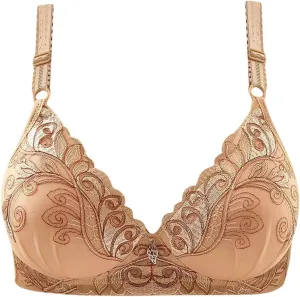 Women Beautifully Embroidered Floral Bras Push Up Pair Breast Support Comfort Bra Thin Fashion Bralette Work Underwear