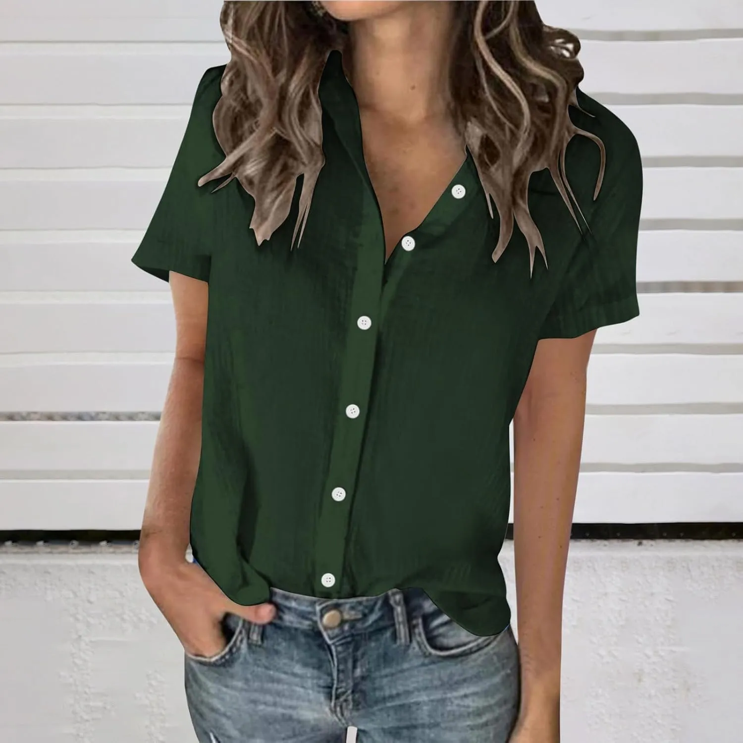 Women Cotton Linen Tunic Tops Gauze Summer Casual Blouse Short Sleeve Button Down Shirts Loose Fit Beach Clothes 2025