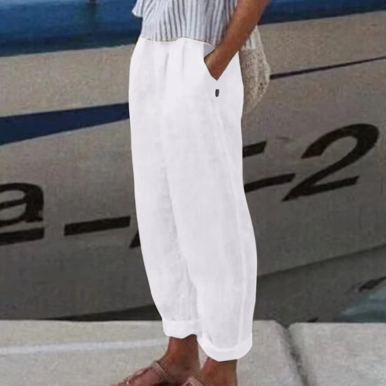 Women High Waisted Wide Leg Pants Fashion Drawstring Elastic Trousers Comfy Straight Leg Long Pants with 2XL Pant
