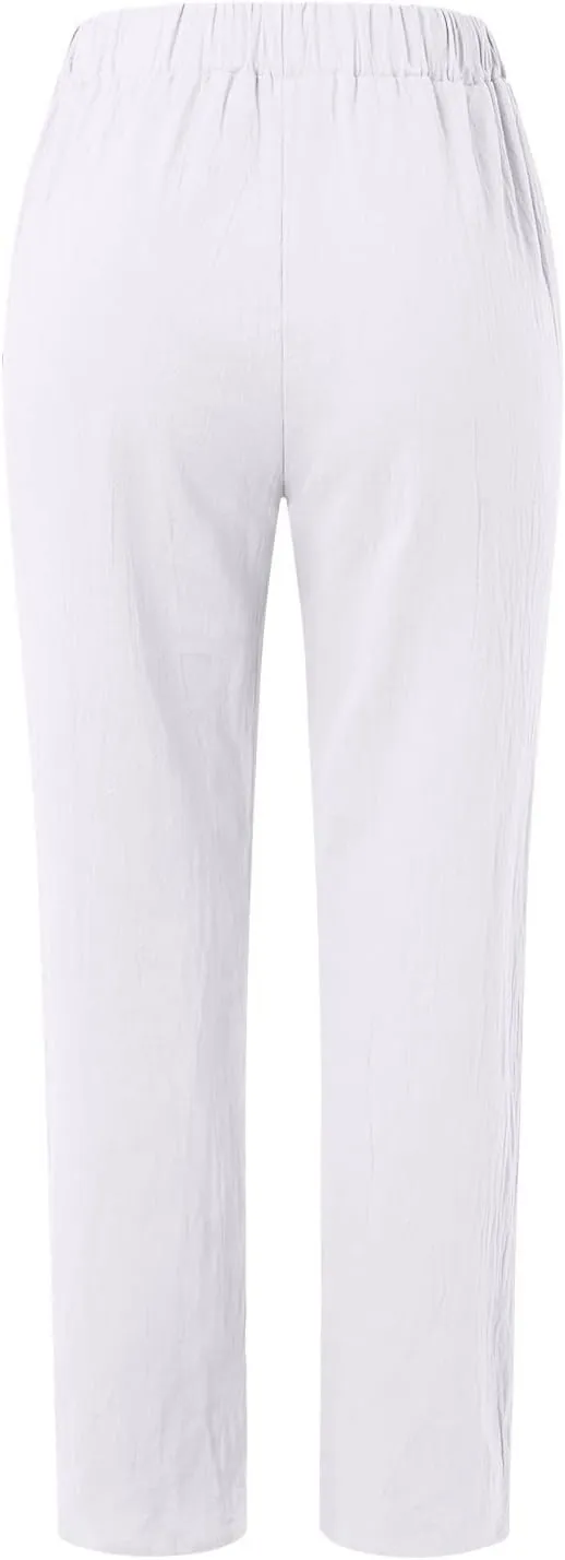 Women High Waisted Wide Leg Pants Fashion Drawstring Elastic Trousers Comfy Straight Leg Long Pants with 2XL Pant