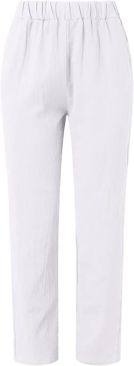 Women High Waisted Wide Leg Pants Fashion Drawstring Elastic Trousers Comfy Straight Leg Long Pants with 2XL Pant