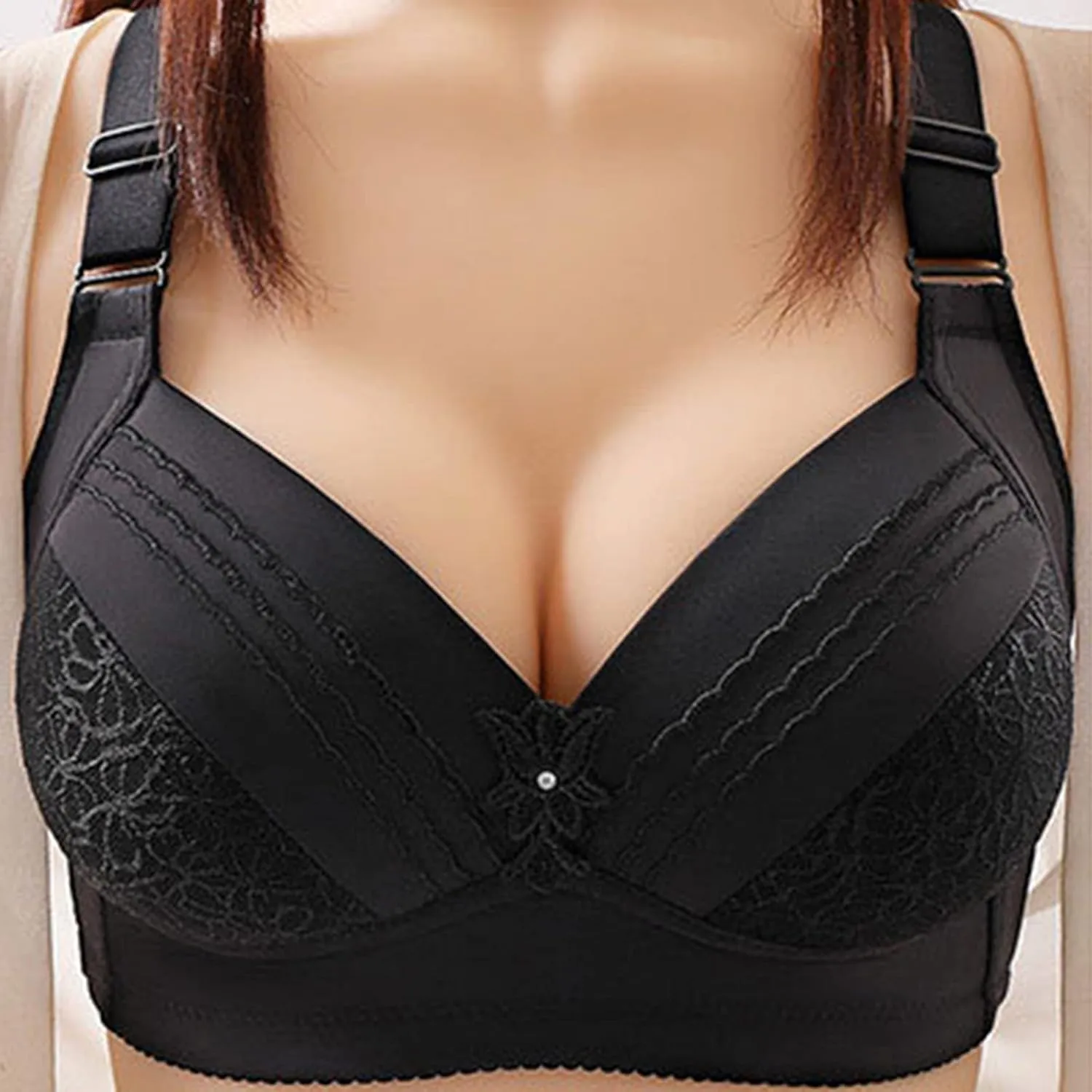 Women Push Up Bras Wireless Full Coverage Strappy Comfortable Bra Wirefree Plus Bralettes Everyday Brassiere Underwire