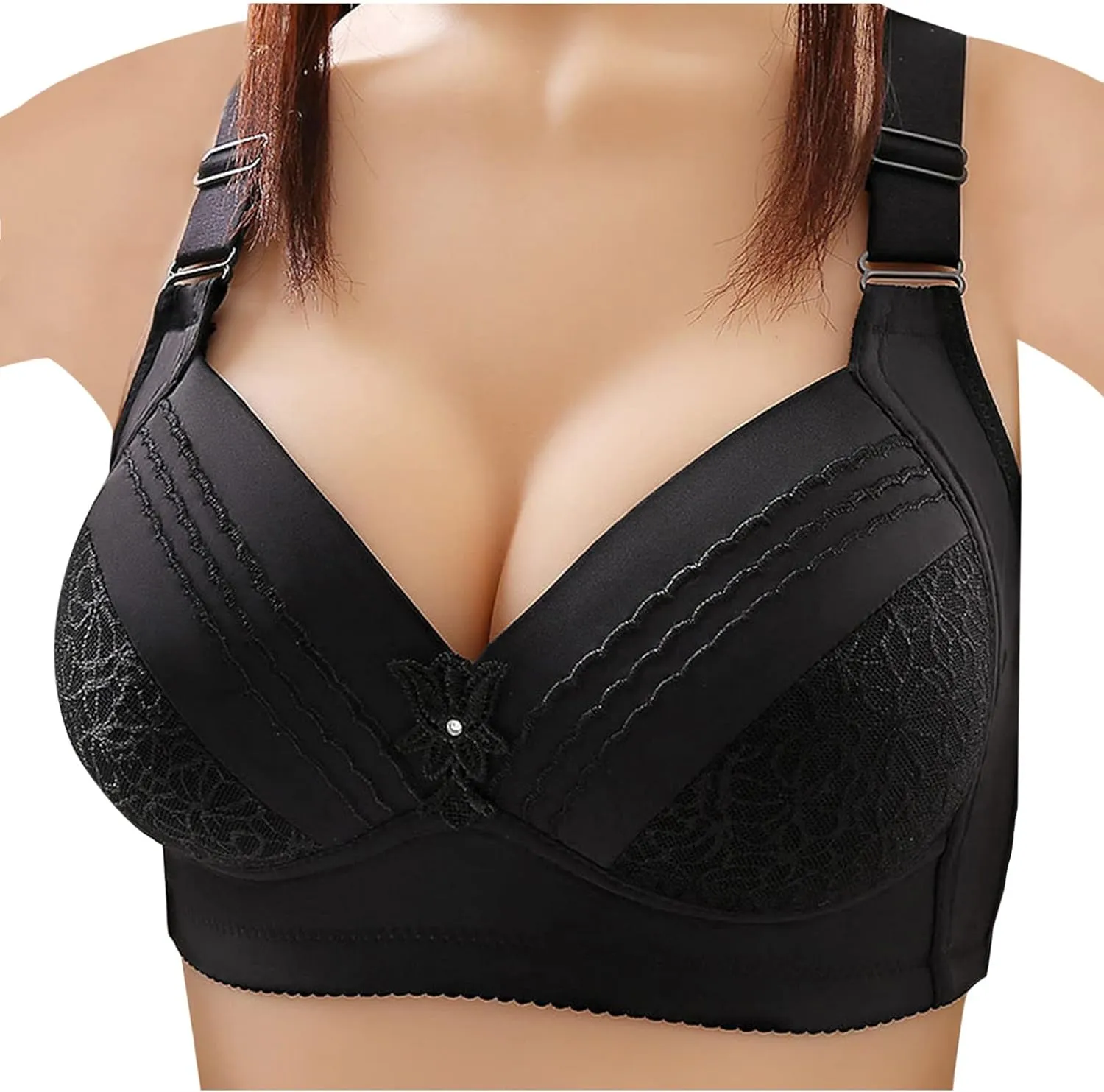 Women Push Up Bras Wireless Full Coverage Strappy Comfortable Bra Wirefree Plus Bralettes Everyday Brassiere Underwire
