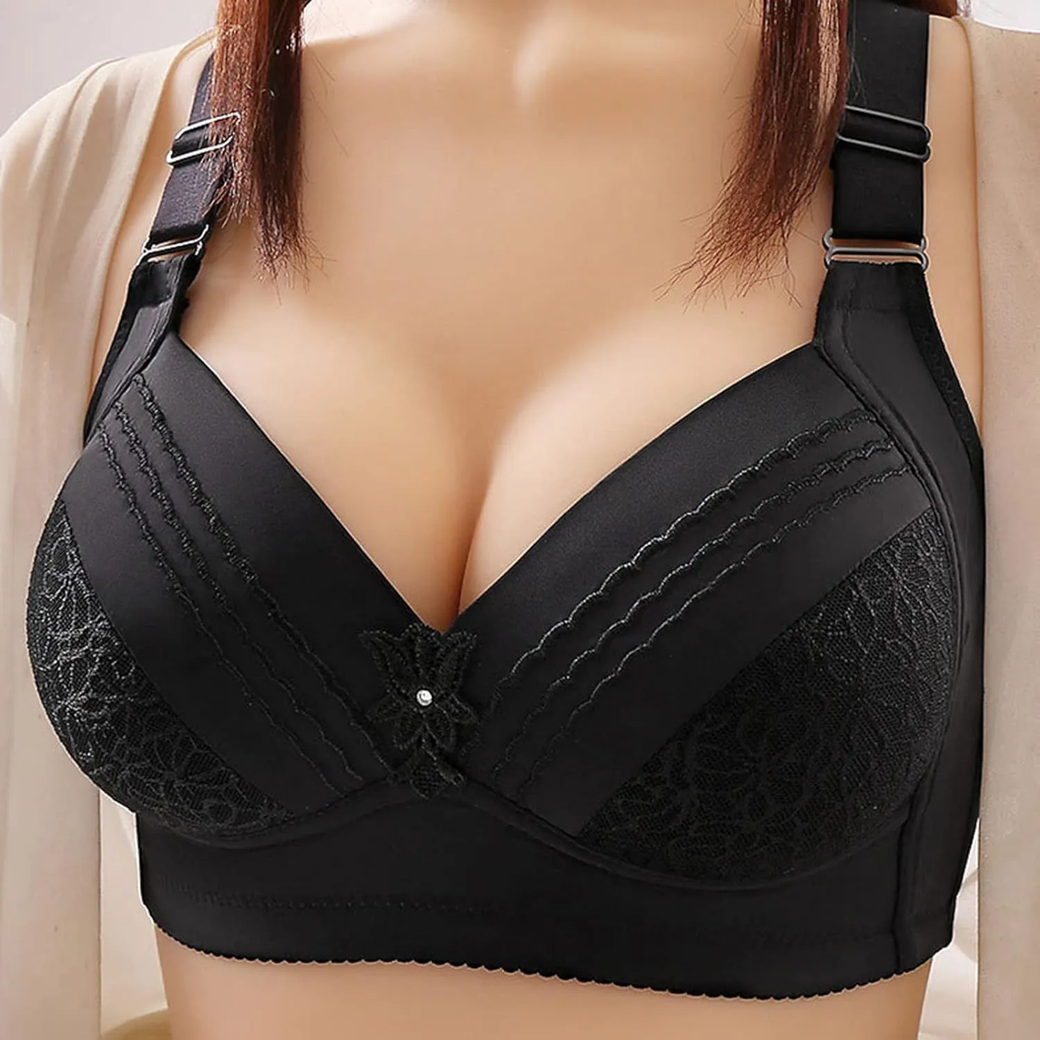 Women Push Up Bras Wireless Full Coverage Strappy Comfortable Bra Wirefree Plus Bralettes Everyday Brassiere Underwire