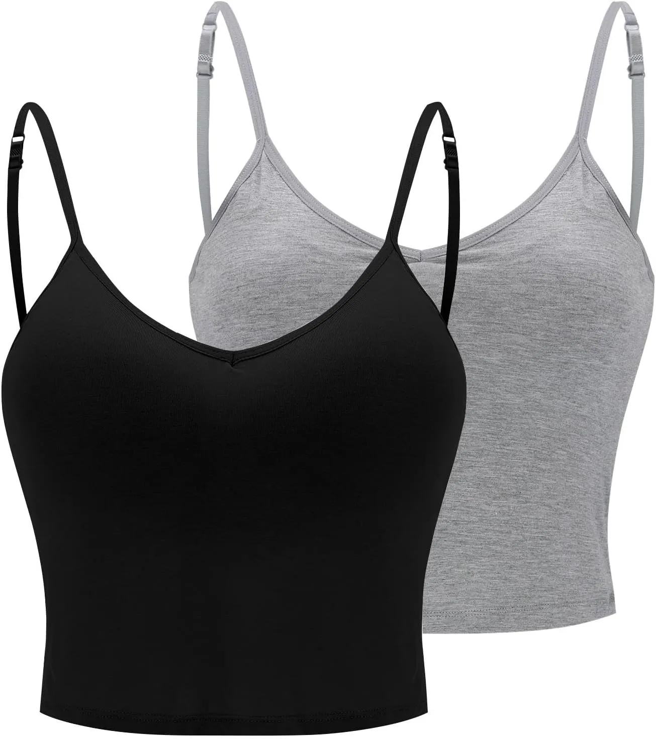Women Rib Tank Tops with Built in Bras Summer Padded Camisoles for Fitness Workout Outfits Undershirts Cami Tops