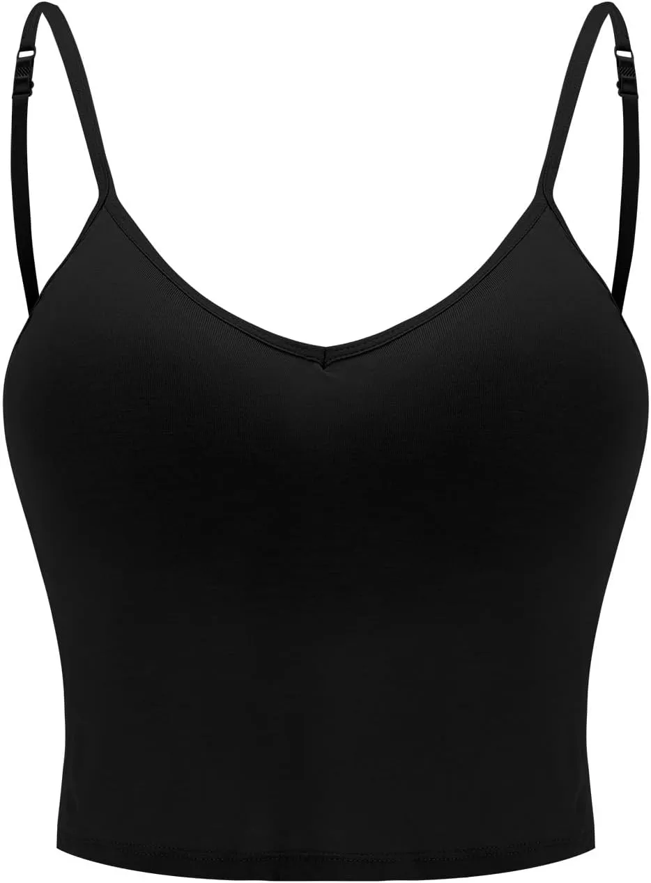Women Rib Tank Tops with Built in Bras Summer Padded Camisoles for Fitness Workout Outfits Undershirts Cami Tops