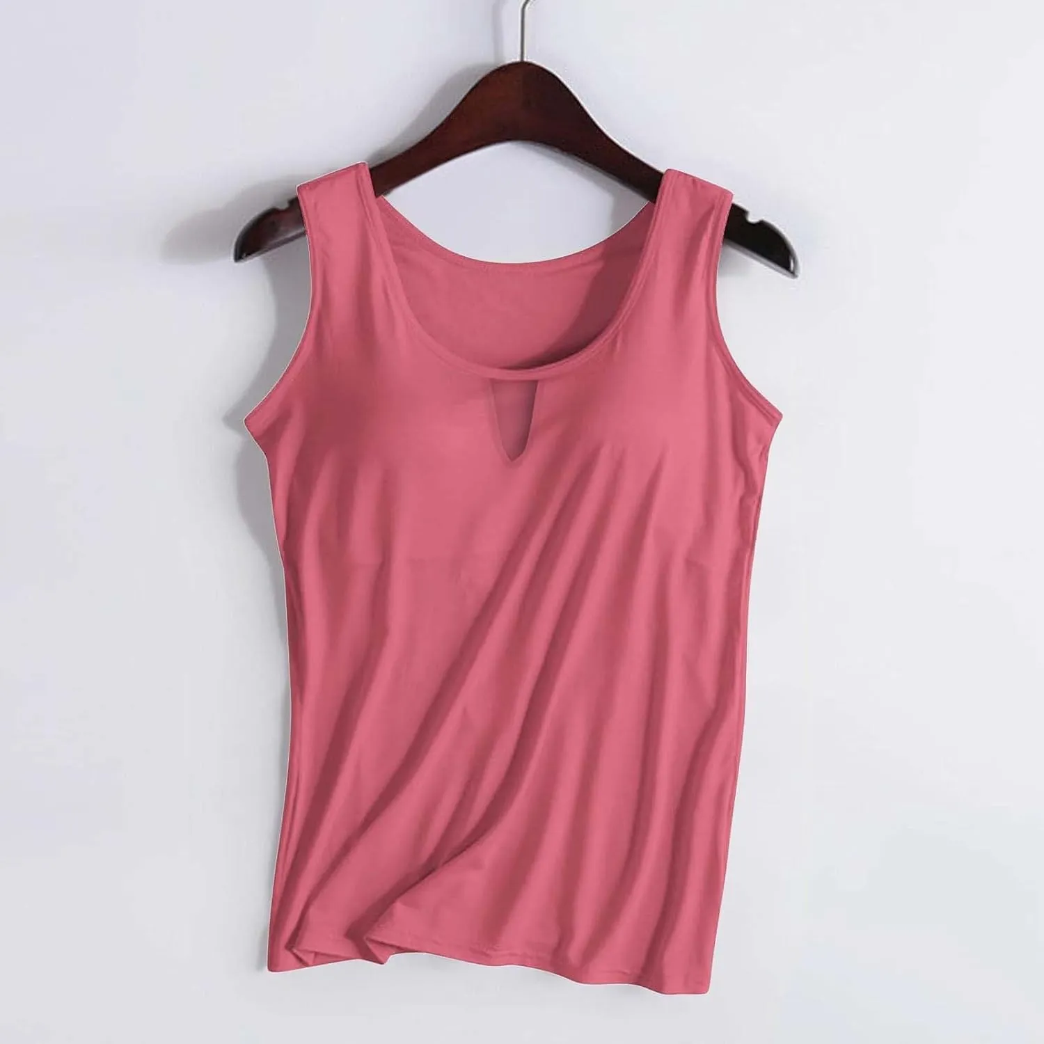 Women Rib Tank Tops with Built in Bras Summer Padded Camisoles for Fitness Workout Outfits Undershirts Cami Tops