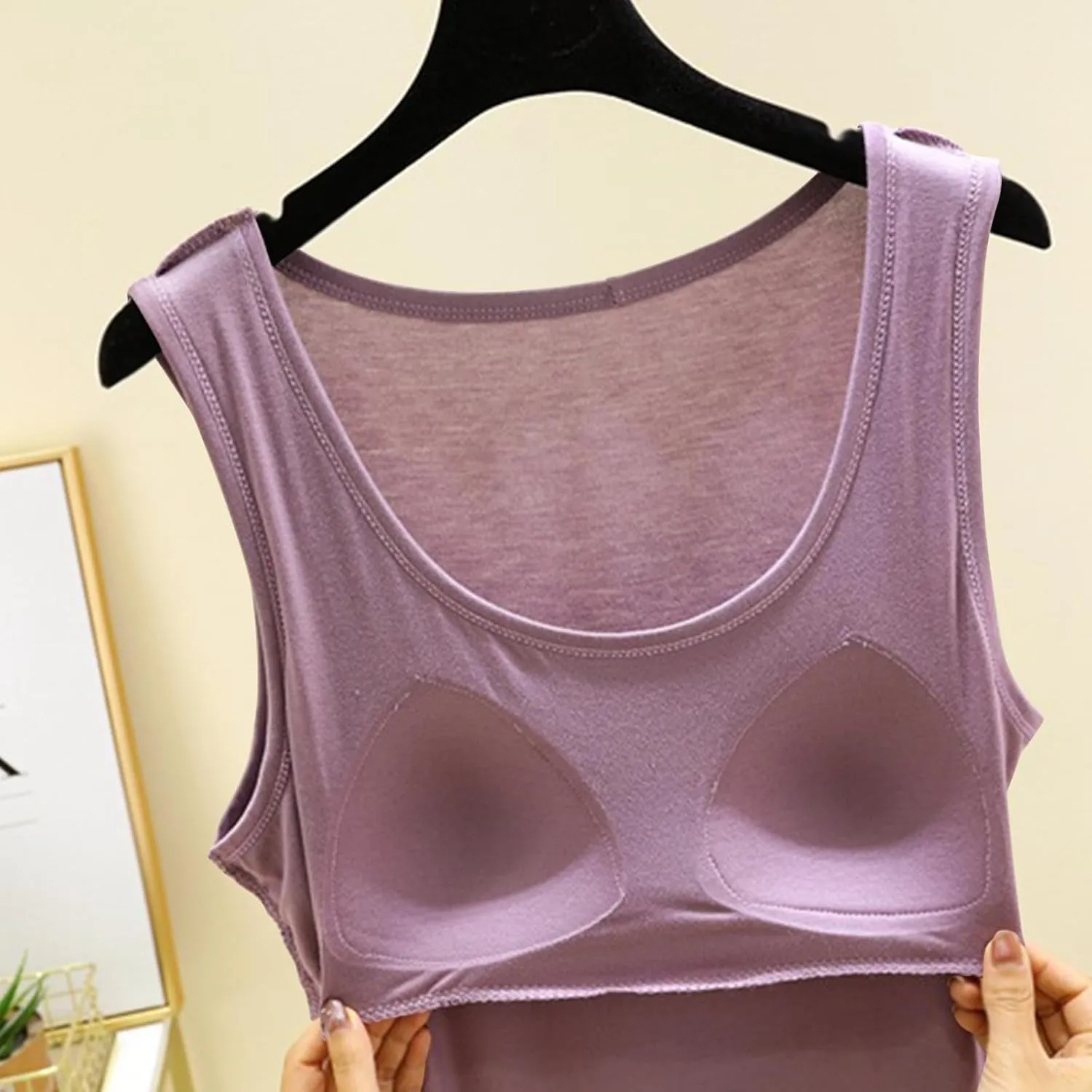 Women Summer Tank Tops with Built in Bra, Lounge Sleeveless Shirts Workout Yoga Tanks Comfort Pajamas Top Vest