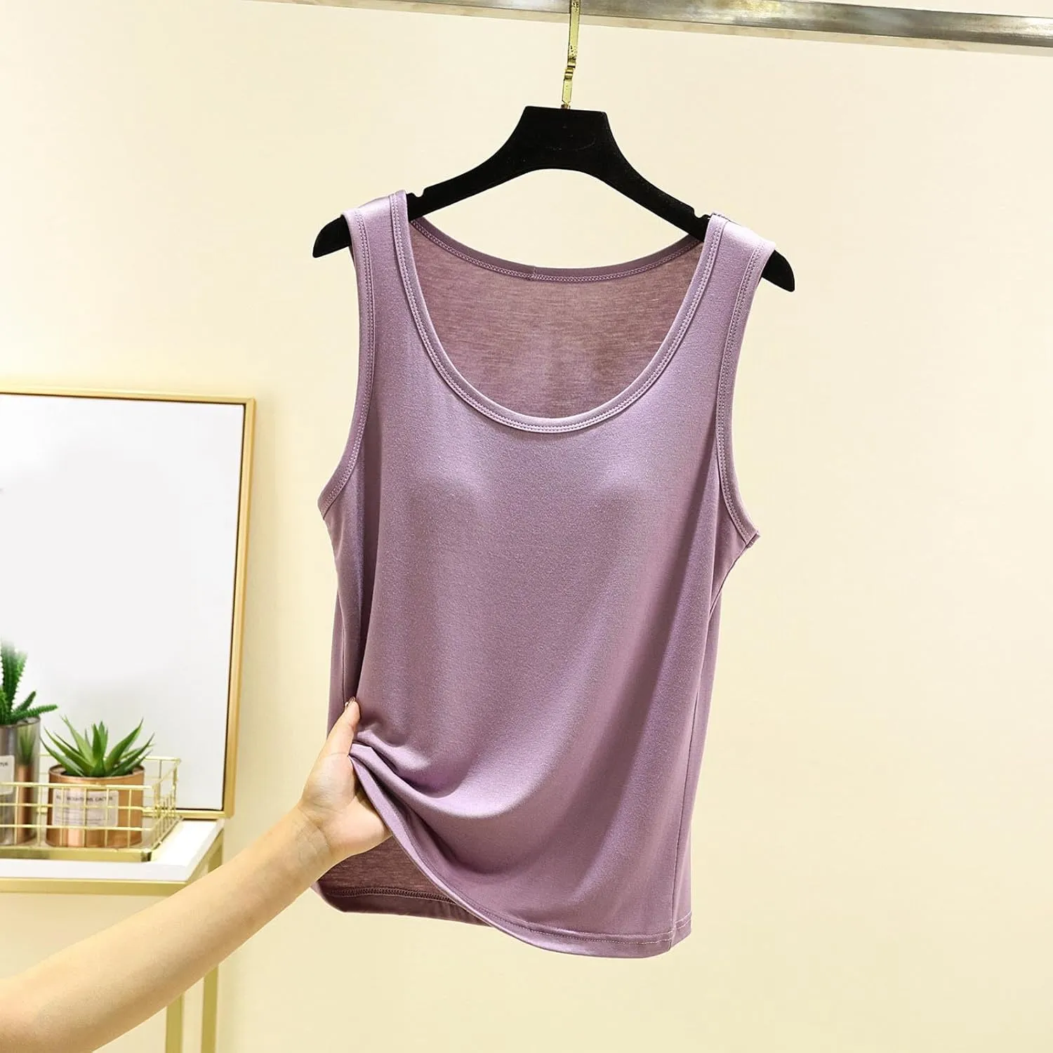 Women Summer Tank Tops with Built in Bra, Lounge Sleeveless Shirts Workout Yoga Tanks Comfort Pajamas Top Vest