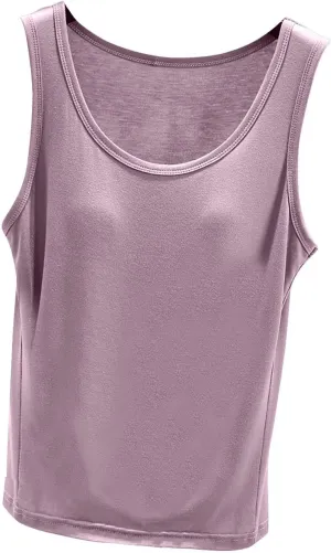 Women Summer Tank Tops with Built in Bra, Lounge Sleeveless Shirts Workout Yoga Tanks Comfort Pajamas Top Vest