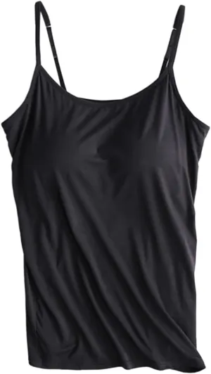 Women V-Neck Camisole with Shelf Bra Slim Fit Cotton Undershirts Cami Shirts for Layering Summer Tank Tops for Women