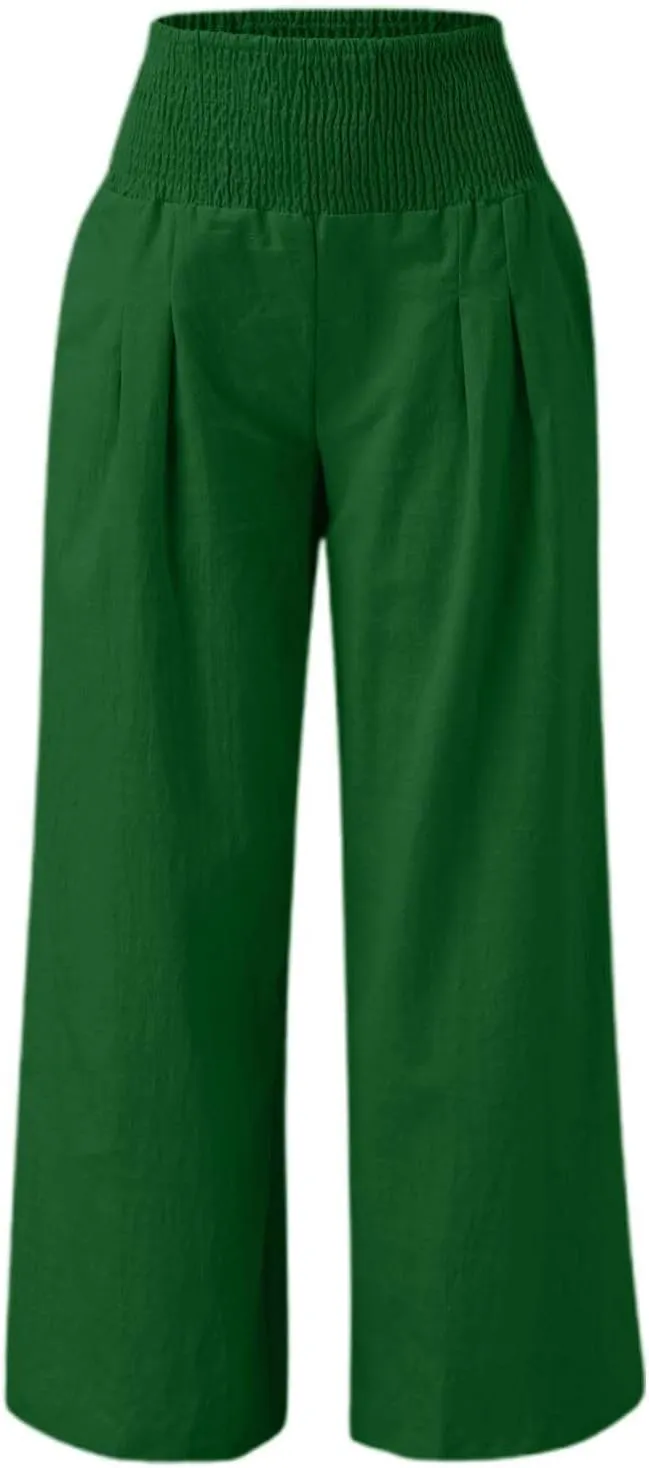 Women Wide Leg Pants Elastic Waist Stretch Loose Casual Lounge Sweatpants with Pockets Aesthetic Joggers Trousers