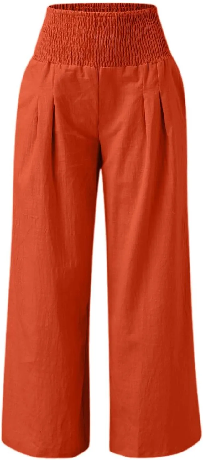 Women Wide Leg Pants Elastic Waist Stretch Loose Casual Lounge Sweatpants with Pockets Aesthetic Joggers Trousers
