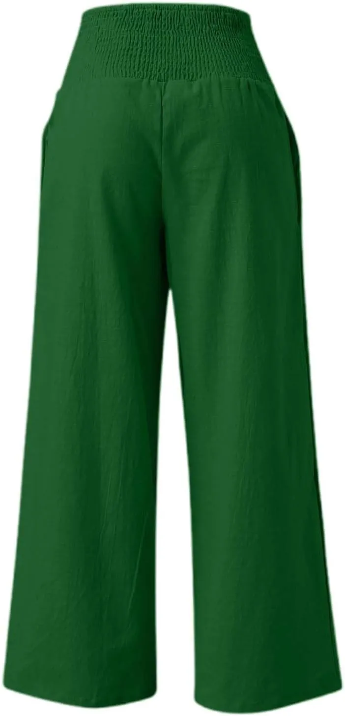 Women Wide Leg Pants Elastic Waist Stretch Loose Casual Lounge Sweatpants with Pockets Aesthetic Joggers Trousers