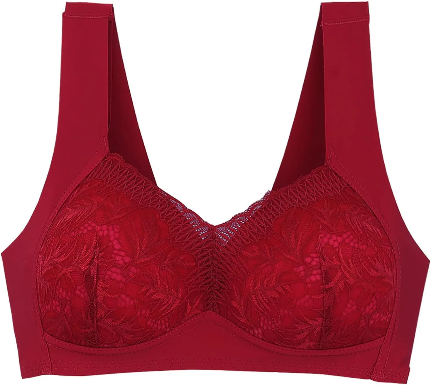 Womens Bra 2 Pack Seamless Wireless V Neck Basic Bra Bralette Solid Color Low Cut Breathable Sleeping Bras
