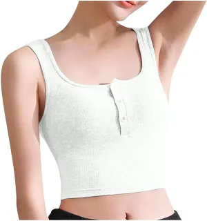 Women's Button Down Tank Tops Wide Strap Lightweight Breathable Quick Dry Pure Tanks Basic Cute Workout Shirts