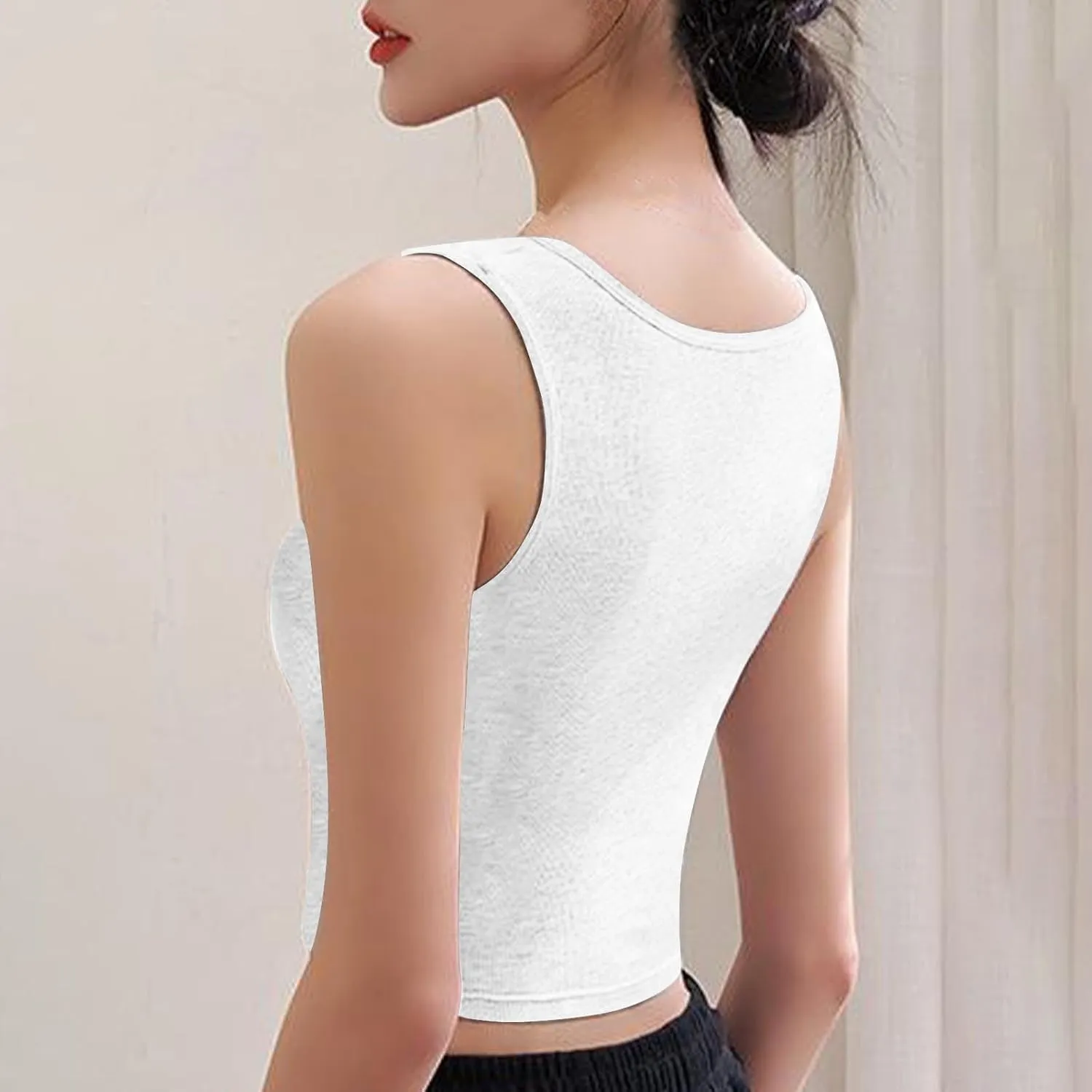 Women's Button Down Tank Tops Wide Strap Lightweight Breathable Quick Dry Pure Tanks Basic Cute Workout Shirts